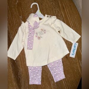 Carter's White Top and Purple Leggings Set